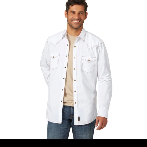 Wrangler Retro Dobby Longsleeve  Cowboy Western button Down Shirt - Picture 3 of 16